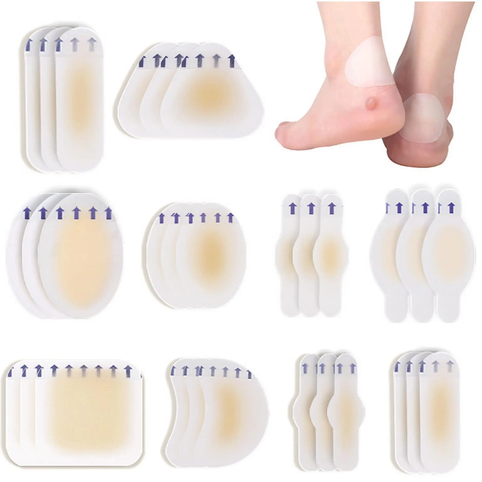 30 Pack Ultra-Thin Hydrogel Blister Bandages, Waterproof Gel Pads for Fingers Toes and Heels, Pain Relief and Healing Solution