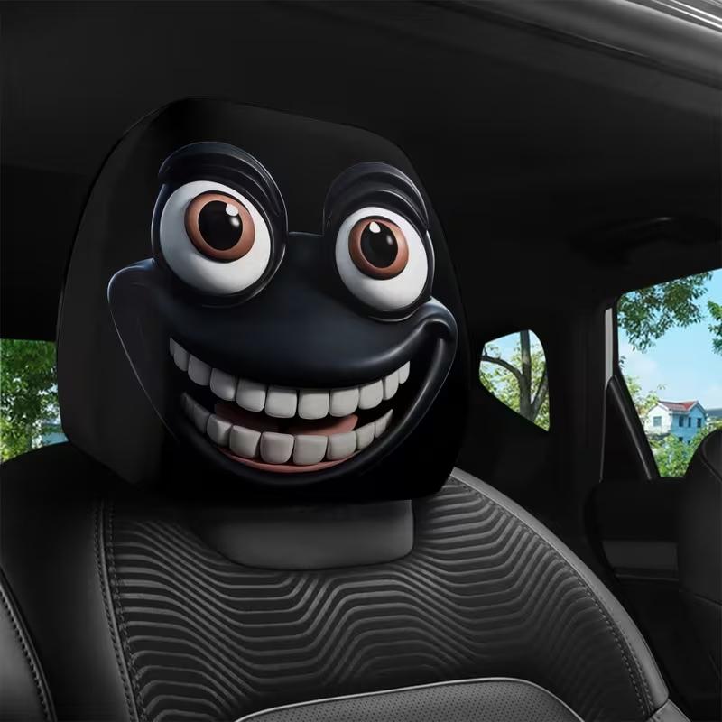 2pcs Funny Frog Pattern Car Headrest Covers, Comfortable Snug Fit Auto Seat Head Rest Cushions for Daily Commute & Travel, All Seasons Car Interior Decoration, Car Accessory