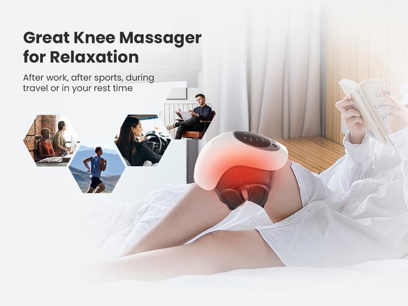 COMFIER Comfort Heated Knee Massager, 3 Vibration Modes Leg Relaxation Massager, 3 Heat Adjustment Modes Leg Relaxation Massager , with LED Screen