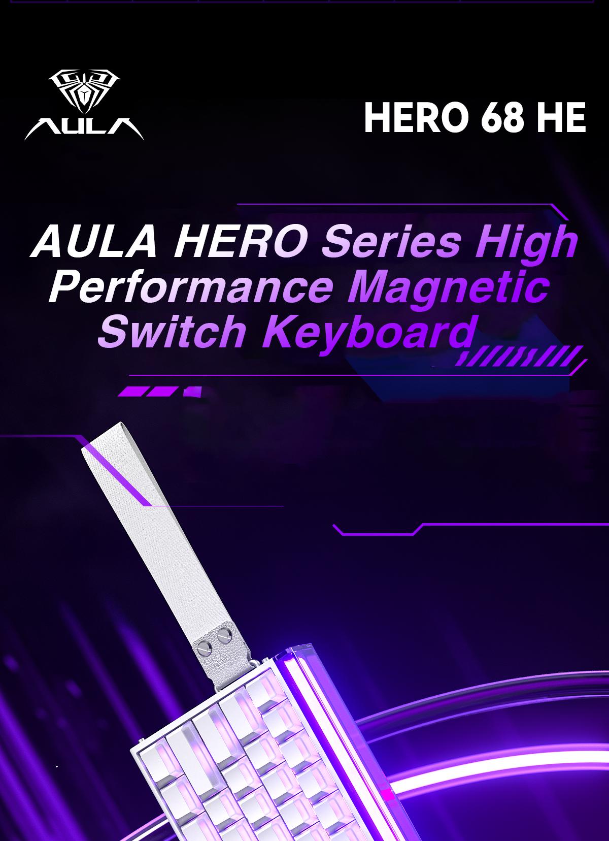 AULA HERO 68 HE 60% Gaming Keyboard Wired, Hall Effect Magnetic Switch Keyboard with Adjustable Actuation, Rapid Trigger Mode, 8K Hz Polling Rate, 0.125ms Latency,Side Printed PBT Keycaps, RGB Backlit TikTokShopfalldealsforyou