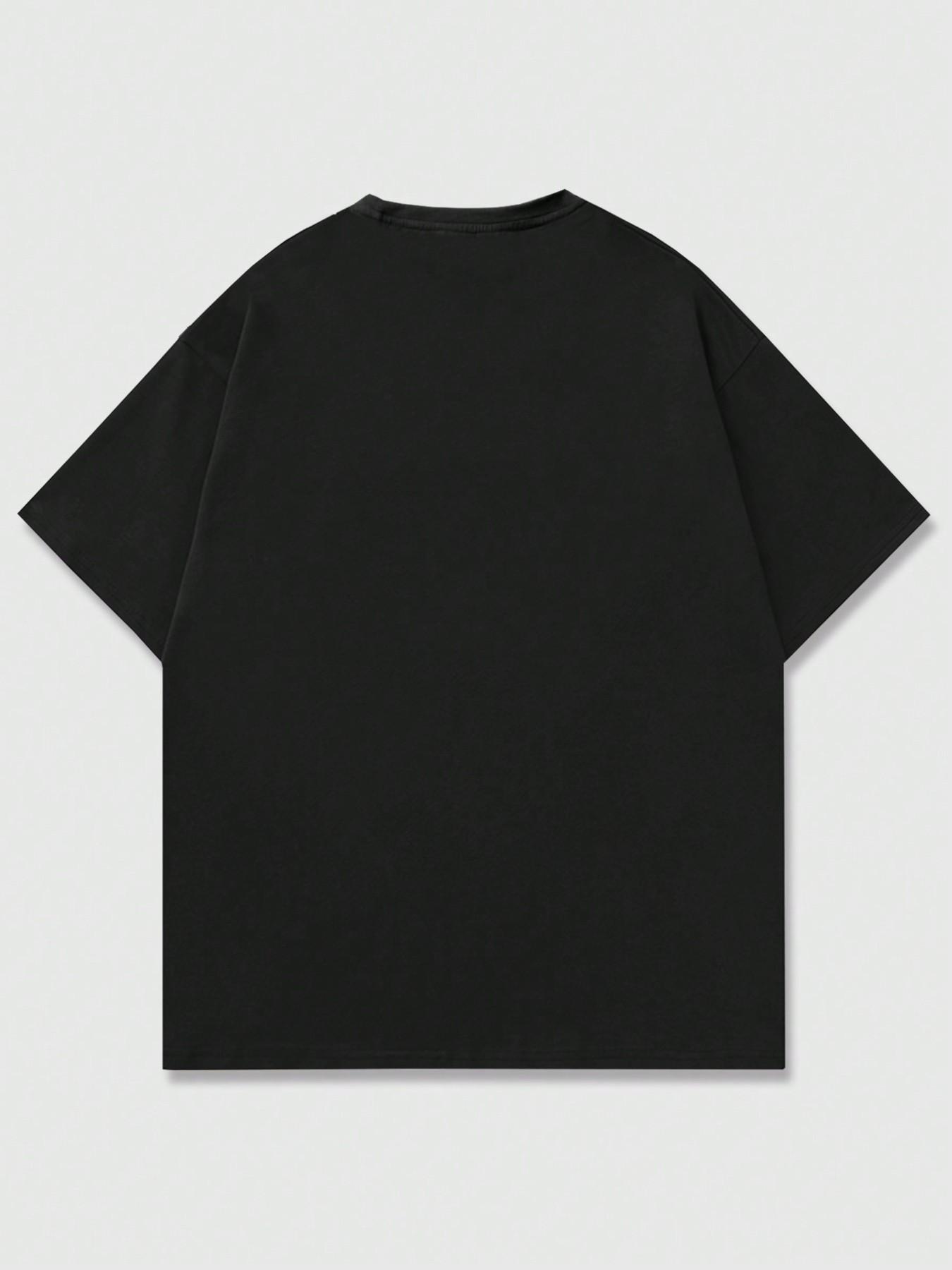 Gothic California Devil Lips Flame Print Oversized Black T-Shirt Streetwear Y2K Retro Hip Hop Graphic Tee With Lollipop Detail