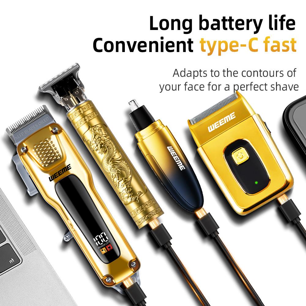 Weeme Men's Electric Hair Trimmer Set, Beard Trimmer Kit, Home Use, T-Shape Trimmer, Electric Razor, Nose Hair Clipper, Travel Portable, Cordless Rechargeable Trimmer