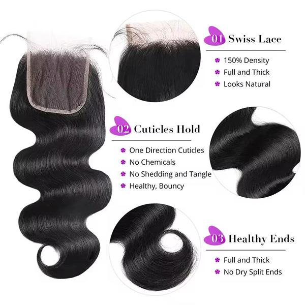 4x4 Closure With Bundles 28 30 Inch Brazilian Body Wave Bundles With Closure 3/4 PCS Human Hair Bundles With Closure Free Part