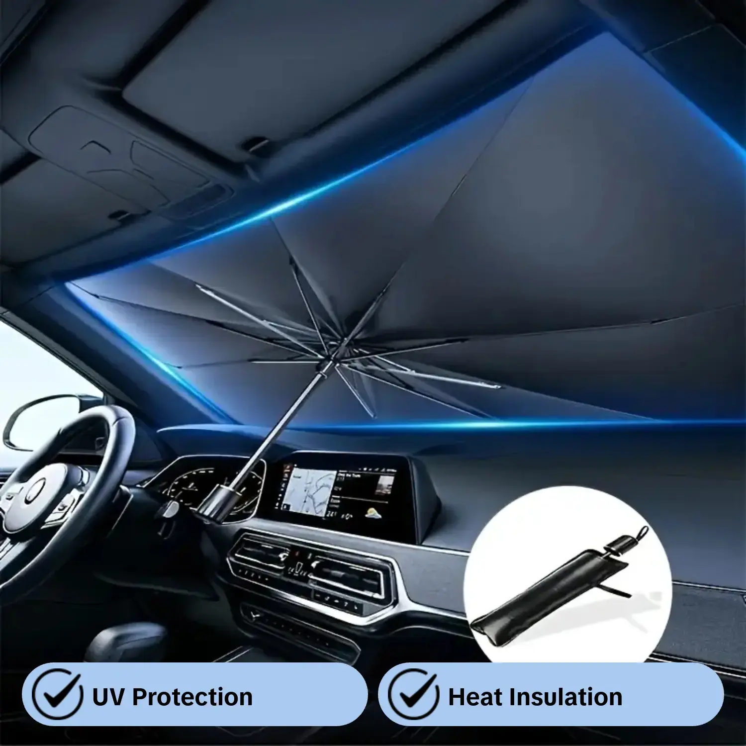 Car Sunshade Umbrella Window Shade, Collapsible Window Sunshade, Car Window Sunshades, Easy Storage, Fits All Car Models, Ideal for Summer & Hot Weather, UV Protection, Heat Insulation, Car Accessories