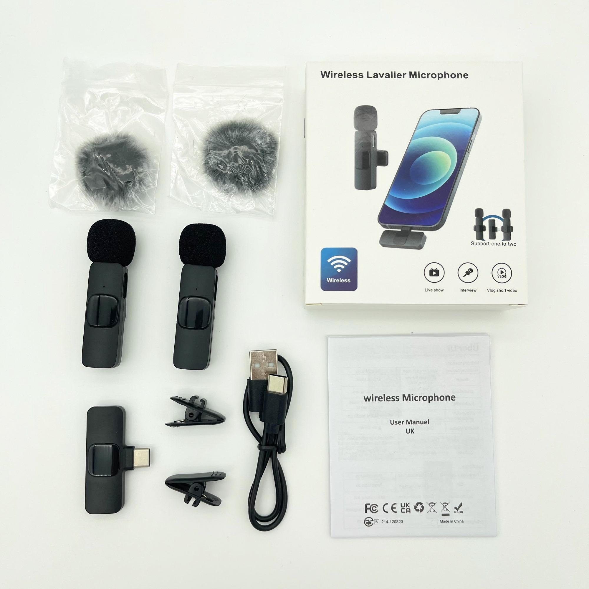 Professional Wireless Lavalier Microphone – Compatible with iPhone & Android, Plug-and-Play Lapel Mic, Usb Rechargeable Mic for Video Recording, Interviews, Podcasts, Vlogs, TikTok & Teaching | Omnidirectional Condenser