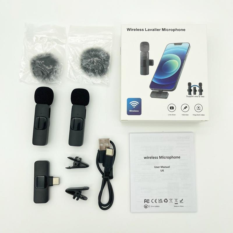 Professional Wireless Lavalier Microphone – Compatible with iPhone & Android, Plug-and-Play Lapel Mic, Usb Rechargeable Mic for Video Recording, Interviews, Podcasts, Vlogs, TikTok & Teaching | Omnidirectional Condenser