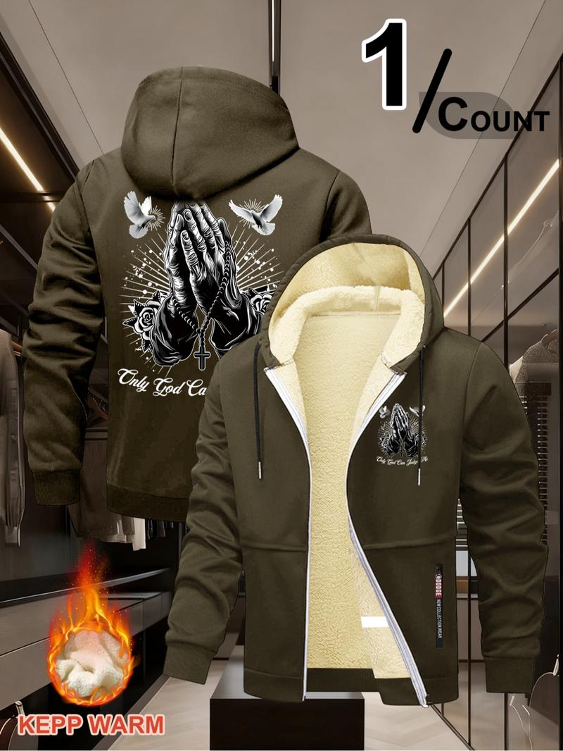 Trendy Religious Hoodie with 'only God Can Judge Me' Print, Casual Fitted Design, Winter Cartoon Pattern, Streetwear Style