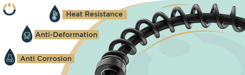 FORIOUS Commercial Spring Kitchen Faucet with Dual Heads & LED Stainless Steel Pull Down Sprayer Standard Aerator 360° Swivel Matte Black