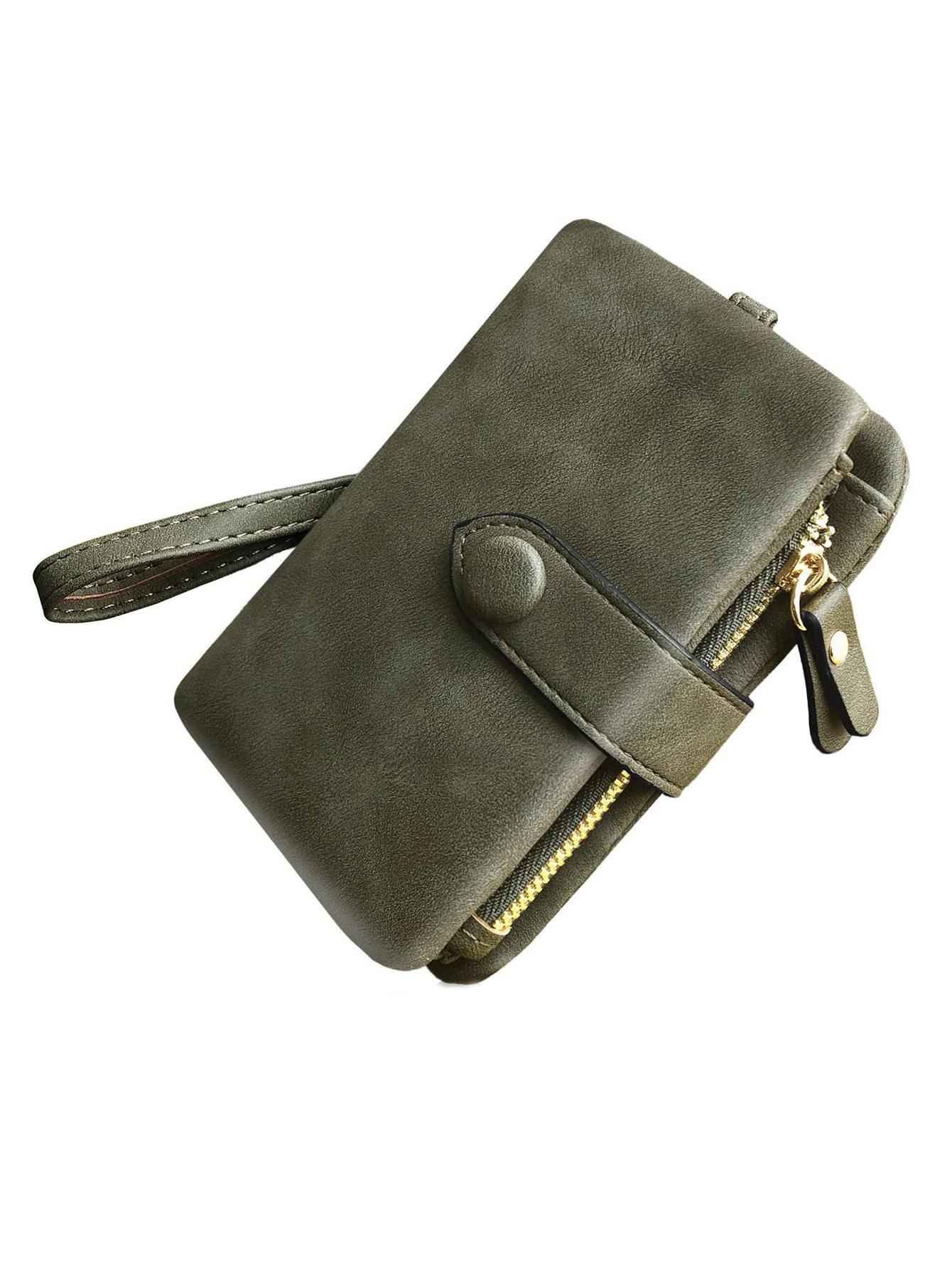 Multifunctional Plain Short Wallet, Vintage Coin Purse with Card Slots, ID Window, Zipper Pocket, Card Holder Organizer, Christmas Gift, Valentine's Day Gift, Ideal Gift