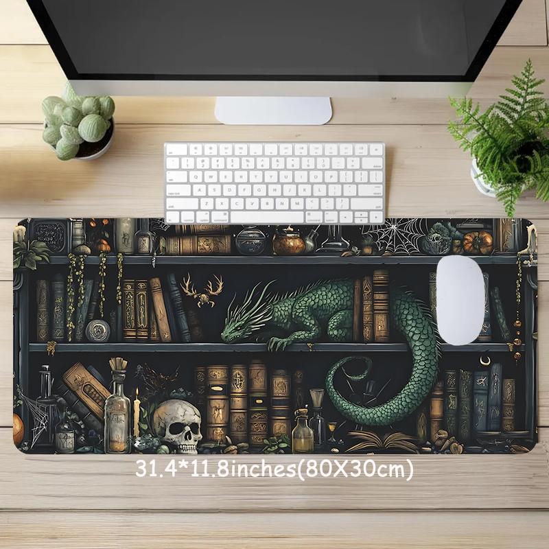 Mystical Dragon Pattern Mouse Pad, Large Game Mouse Pad, Aesthetic Desktop Decoration Protective Pad, Rubber Pad Non-slip Lock Edge Work Pad