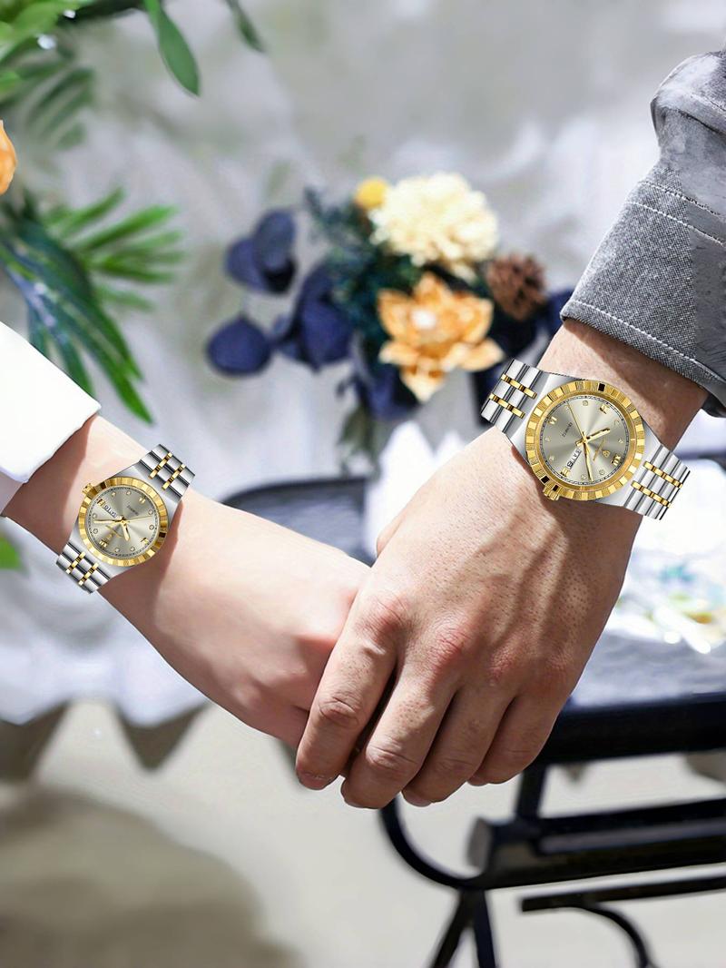 Poedagar couple's set watch quartz watch for men and women waterproof luminous stainless steel watch, lover's watch, suitable for gift giving