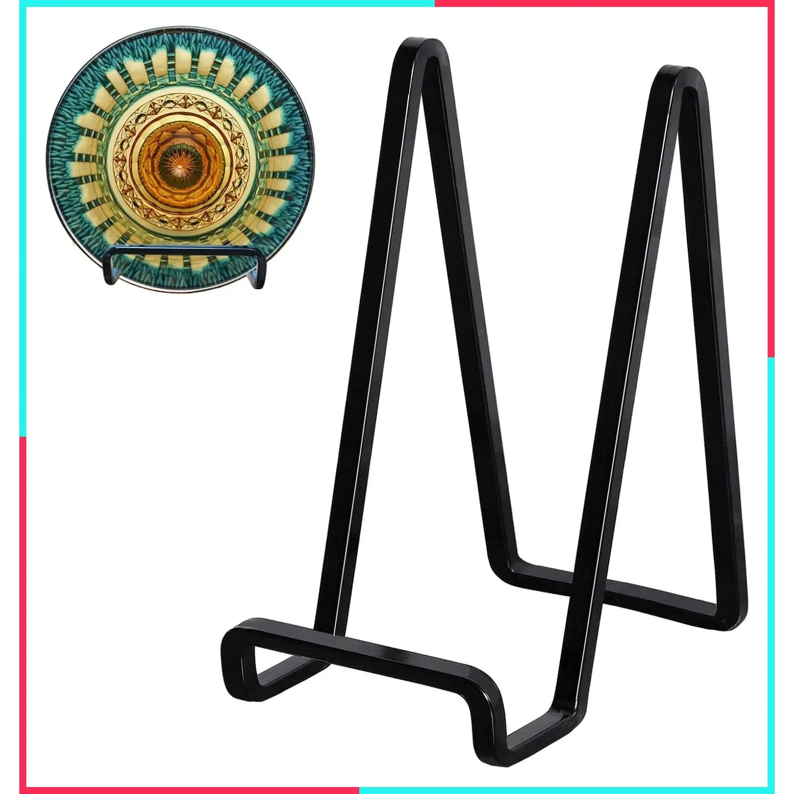 3 Pack 6 Inch Metal Plate Stands for Display - Tabletop Iron Easels for Picture Frames, Plates, Vinyl Records, Books, Plaques, Signs