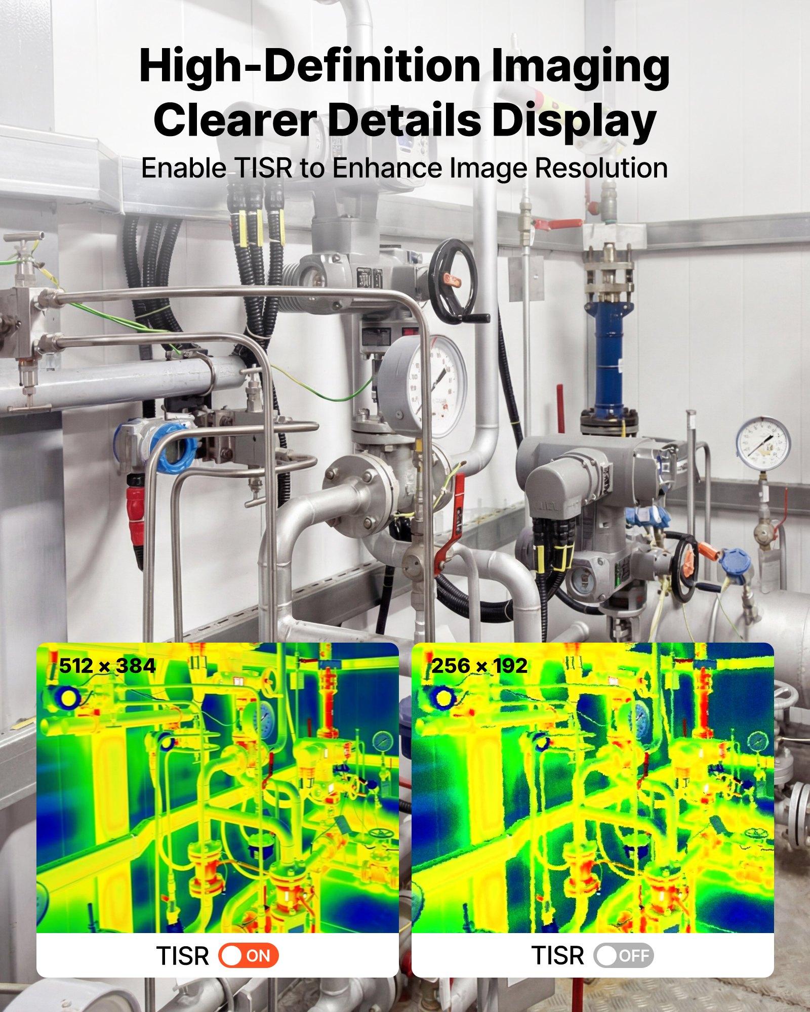 VEVOR Thermal Imaging Camera for Android & iOS Smartphones/Tablets, 512x384 Super Resolution, 25 Hz Refresh Rate, -4°F to 1022°F Range, 6 Color Palettes, Accurate Measurement for Automotive Diagnostics, 256 X 192, 25Hz Refresh Rate, -20°C To 550°C, ≤40 Mk
