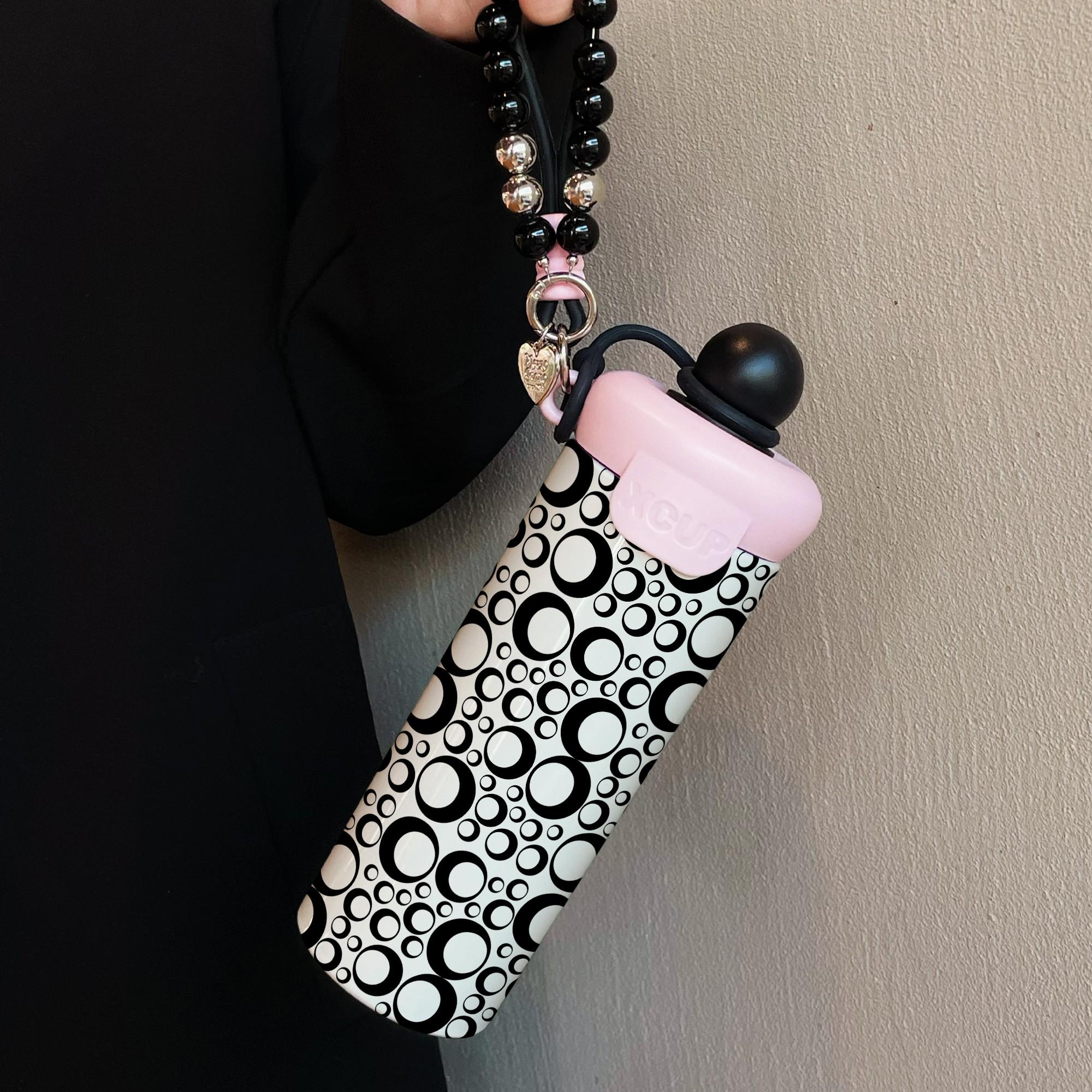 600ML with Straw and Beaded Bracelet, Stainless Steel, Insulated Cups, Leak-Proof, Keeps Cold/hot, Ideal for Home, Commute, Travel, Gift