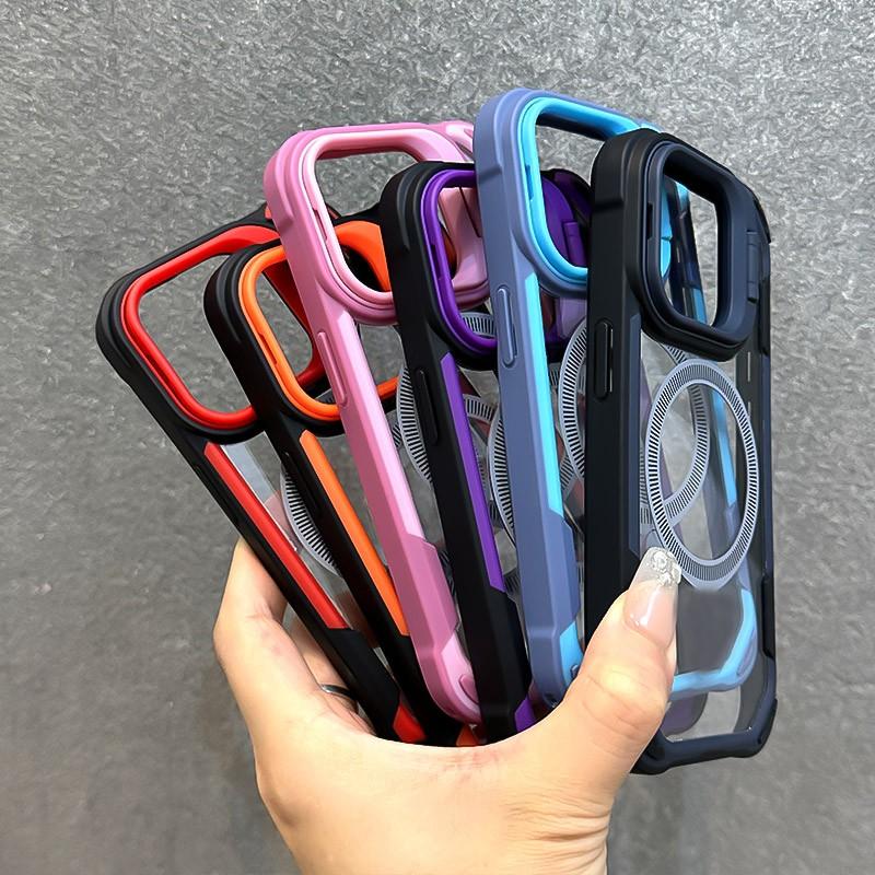 Premium Transparent Protective Case for Iphone 17 16, 15, 14, 13 Pro Max Air Plus, Featuring Magnetic Attachment And a Camera Lens Stand  Compatible with Magsafe