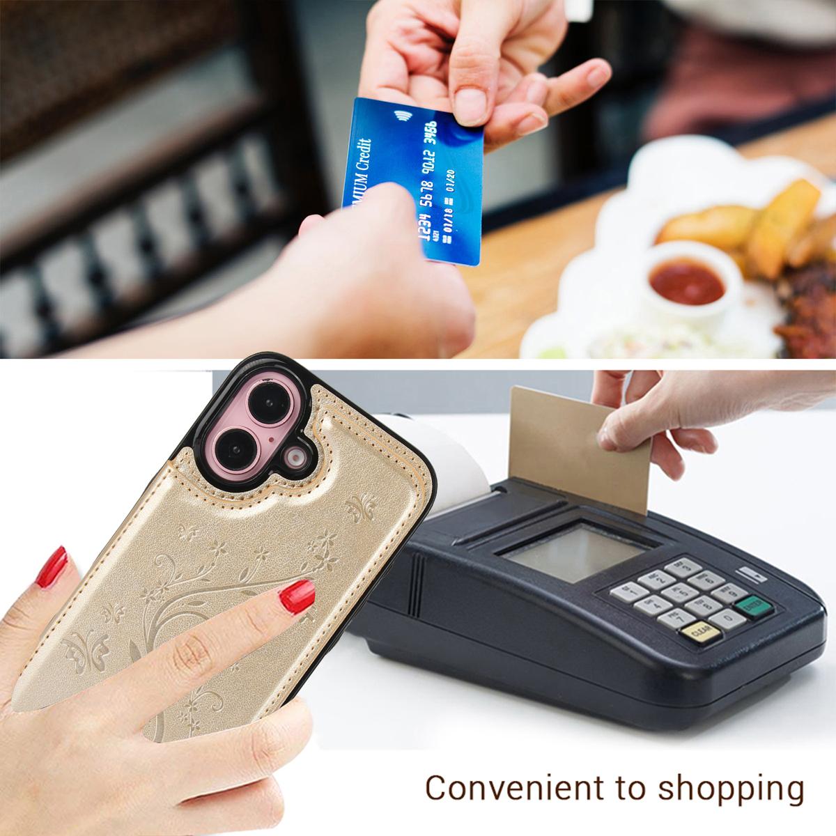 HISTORYOO Card Phone Case For iPhone 17 Pro Max Air 17 16 15 14 13 12 11 Pro Max 16 15 14 Plus/Pro Magnetic Clasp PU-Leather Wallet Card Holder Slot Stand Butterfly Flower Pattern Durable Shockproof Soft TPU Back Cover Rubber Case Autumn Winter Retro Gift