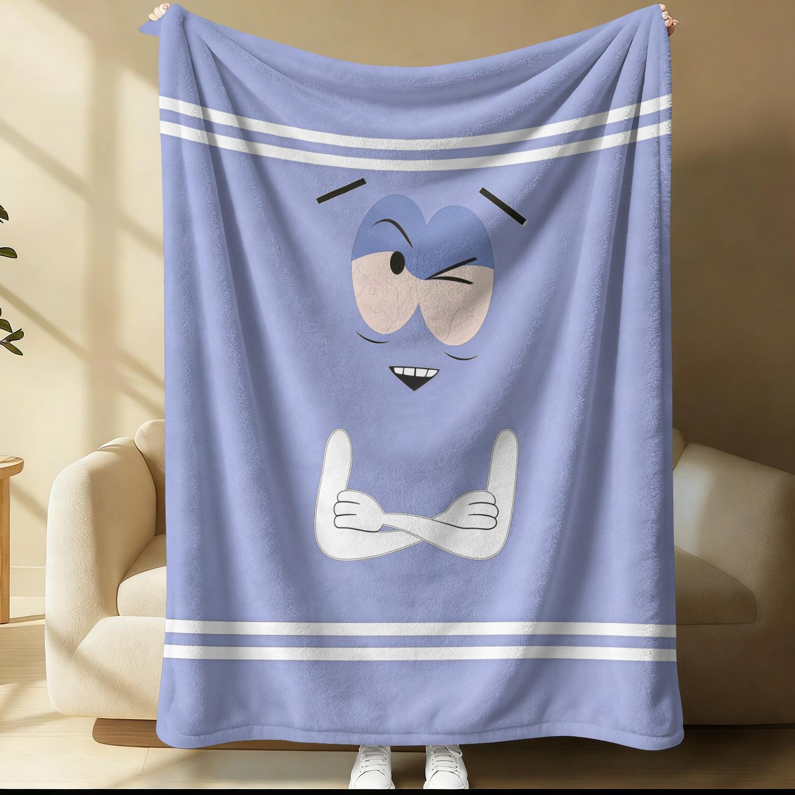 Towelie South Park Throw Blanket, Cute Cartoon 420 Themed Cozy Fleece Blanket, Funny South Park Character Blanket for Sofa Bed, Ideal Gift for South Park Fans