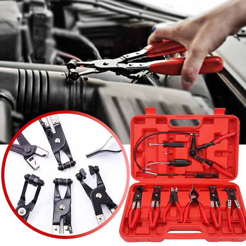 9PCS Hose Clamp Pliers, Long Reach Hose Clamp Tool Remover for Water Hose and Automotive Coolant Radiator Heater with Flexible Wire Long Reach Hose Clamp and Flat Band Pliers 9PCS Hose Clamp Pliers, Long Reach Hose Clamp Tool Remover for Water Hose and Automotive Coolant Radiator Heater with Flexible Wire Long Reach Hose Clamp and Flat Band Pliers