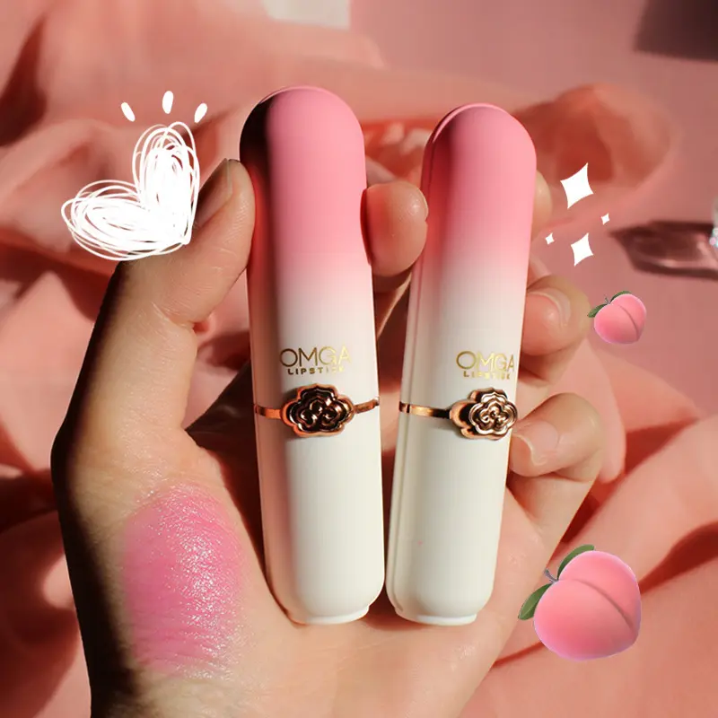 Color-changing lipstick, jelly lipstick, moisturizing, waterproof, hydrating cosmetics, temperature-sensitive peach lipstick, makeup
