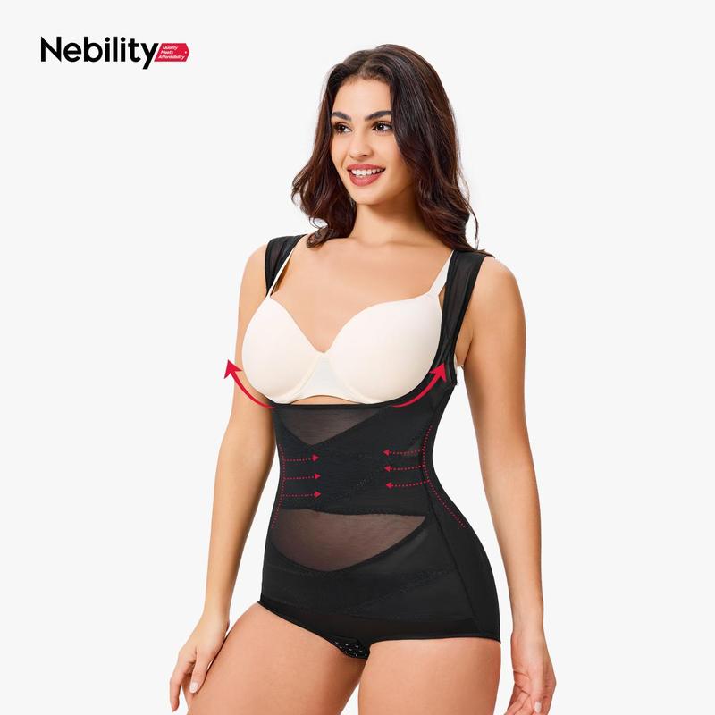 Nebility Women's Clothing Mesh Breathable Basic Faja Shapewear Minimalist Comfort Sleeveless Tops High Waist Compression Womenswear Brown Body Shapewear Shapewear Garment Sexy High Waist Shapewear Lady