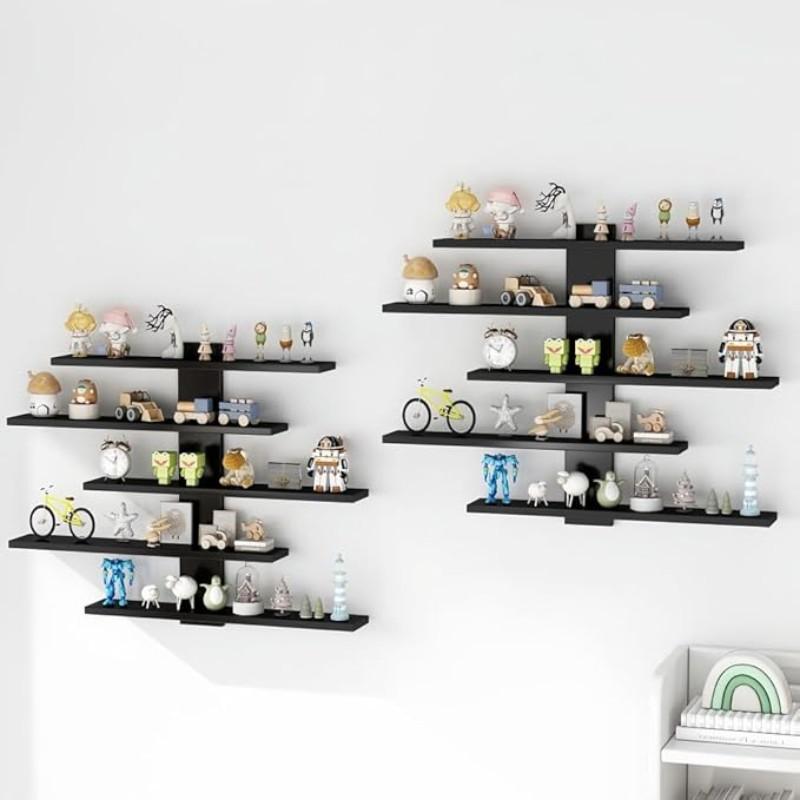 Five-Tier Floating Wall Mount Display Rack, Anime Figure Doll Plant Statue Wall Mountable Storage Shelf, Decorative Bedroom Living Room Study Kids' Room Decor, Wall Mounted Shelf, Decoration