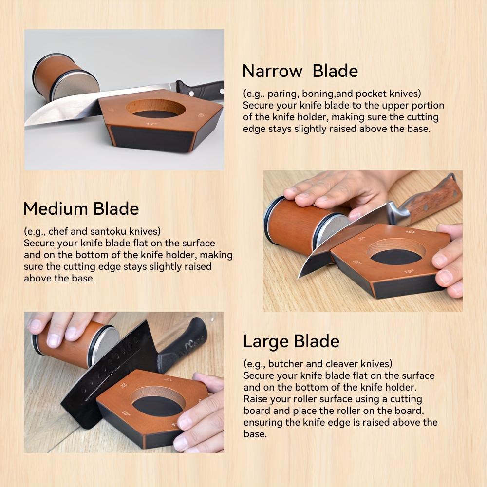 Rolling Knife Sharpener 5 Angles 12, 15, 17, 20 & 25 Degrees Rolling Sharpener for Chef Knives, rolling knives sharpener, Cleavers, and Cooking Knives Kitchen Cutting Wooden Modern, afilador de cuchillosknife, sharpener, set