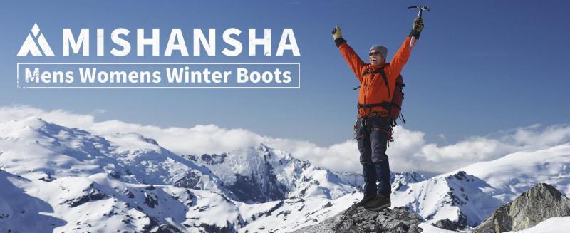 Mishansha Winter Boots for Men & Women Water Resistant Non Slip Soft Lined Snow Boots with Laces for Outdoor Hiking Walking Shoes