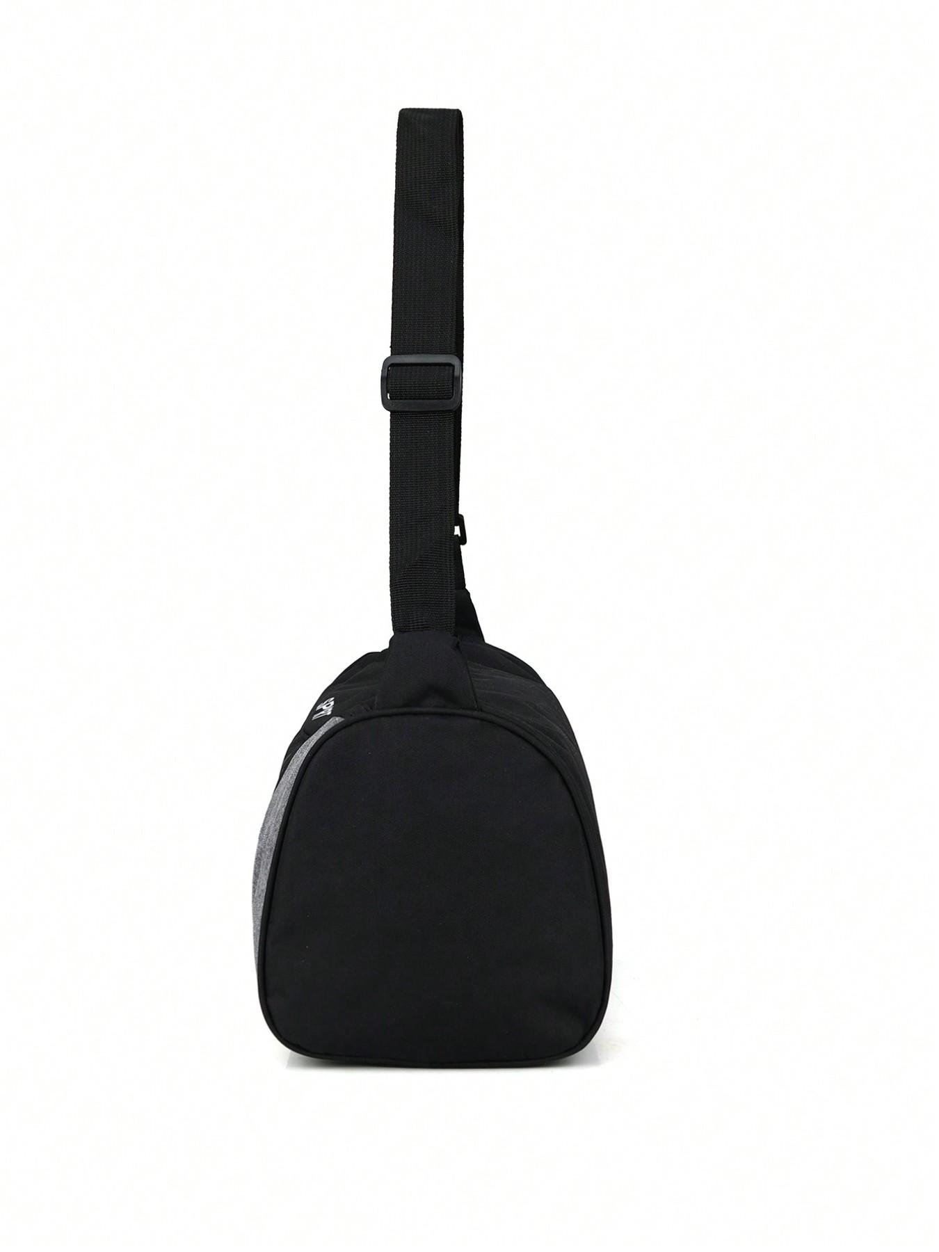 Casual Colorblock Cylinder Sports Shoulder Bag, Letter Pattern Gym Bag, Portable Zipper Lightweight Luggage Handbag, Unisex Daily Use Backpack