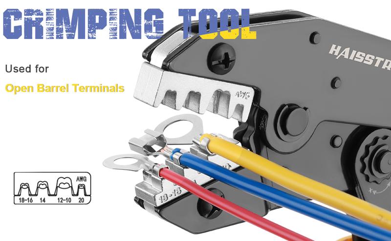 haisstronica Crimping Tool for Non-Insulated Open Barrel Terminals Receptacles,AWG 20-10 Ratchet Wire Crimper Tool,Wire Terminal Crimper HS-5327,Father's Day Gift