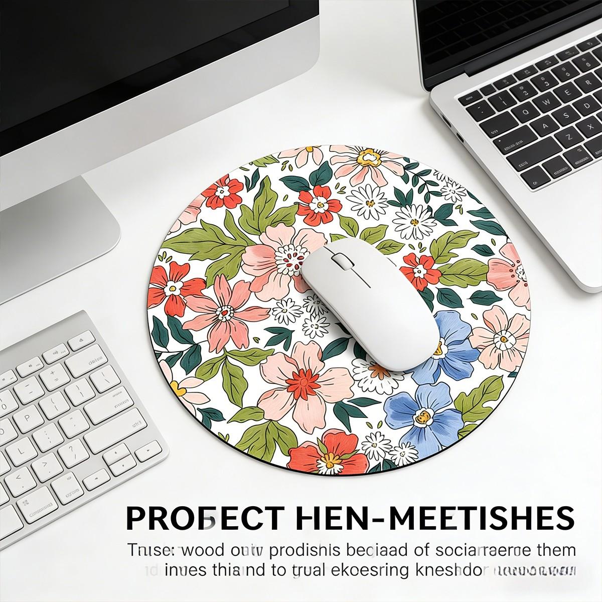 Fashion Floral Round Mouse Pad, Non-Slip Rubber Base, Small Desktop Mat for PC/laptop, Gaming/mouse Pad, Office Use, Gift for Women, 7.87 Inches