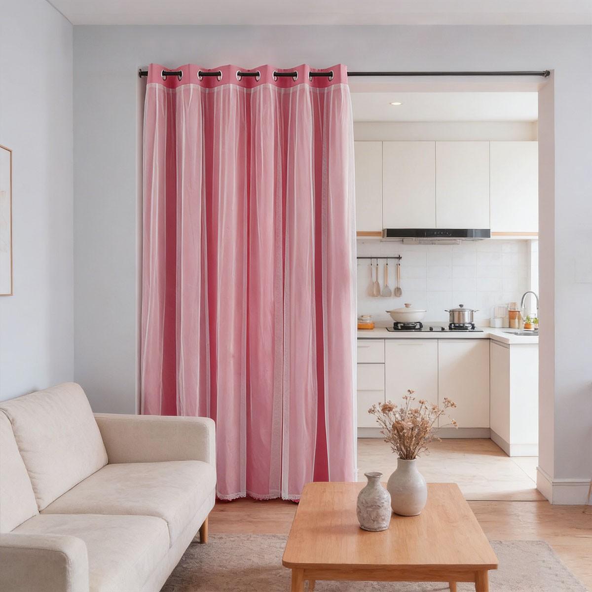 Elegant Two-Layer Door Curtain, Bedroom Living Room Light Blocking Partition, French Luxury Atmosphere Air Conditioning Wind Shield, Multiple Colors Available