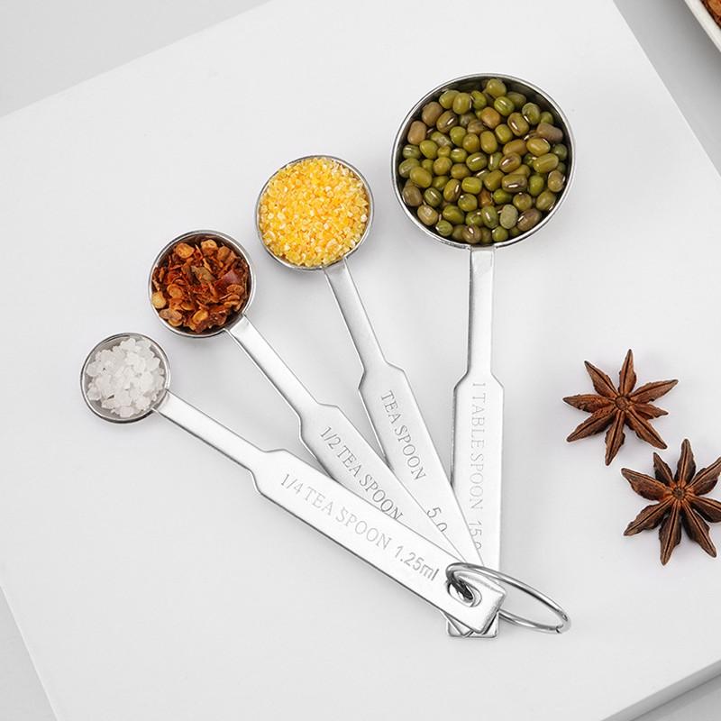 Premium Stainless Steel Measuring Spoons, 4 Sizes Metal Measuring Scoops for Baking & Cooking, Dishwasher Safe
