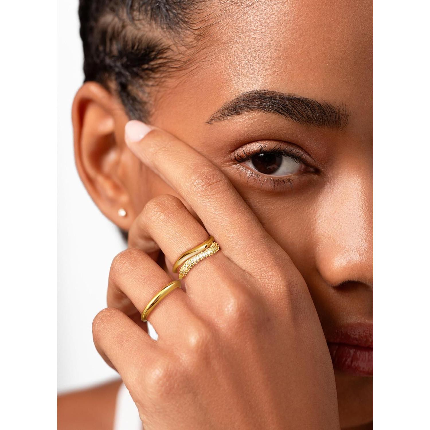 Tewiky Rings For Women Stackable Non Tarnish Rings Dainty Stacking Rings Thumb Ring Set Jewelry For Summer dealsforyoudays