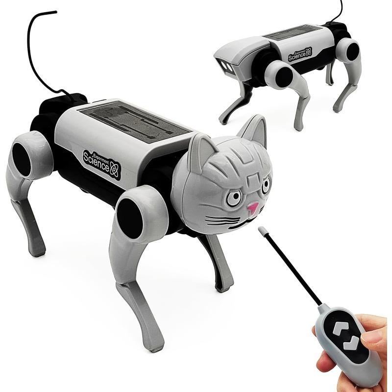 RC Transformable Robot Pet with Interchangeable Dog & Cat Heads - Smart Remote Control Mechanical Toy, Children's DIY Assembly Kit, STEM Educational Science Birthday Gift (Requires 2 AA Batteries, Not Included)