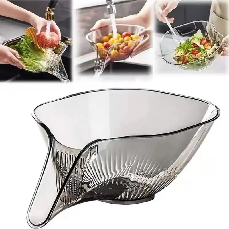 Multi-Purpose Plastic Kitchen Strainer Bowl - Rice Washing Colander for Fruits, Vegetables, Sink Use | Home & Party Supply Kitchen Gadget