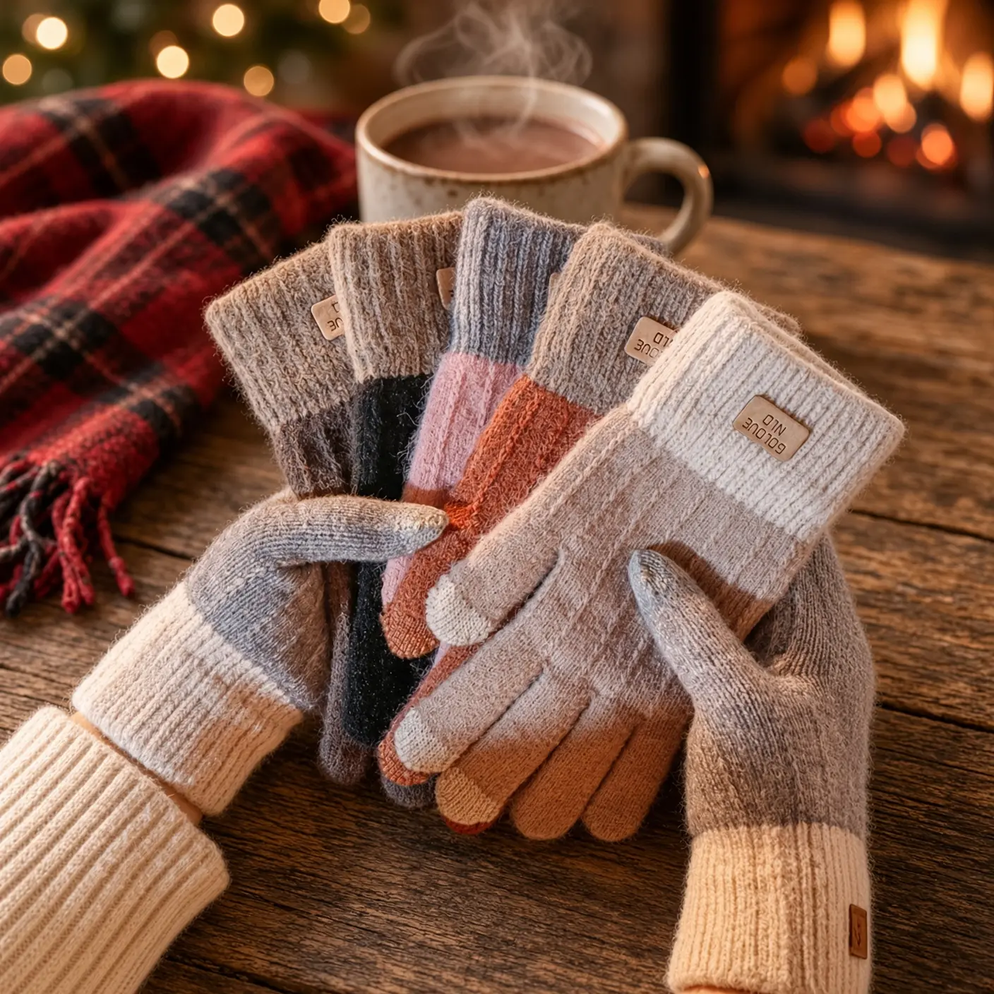 Unisex Winter Knit Touchscreen Gloves for Men & Women, Windproof Full Five-Finger Thermal Gloves, Breathable Cold Weather Handwear for Cycling, Skiing & Outdoor Sports, Ideal Gift