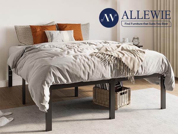 Allewie Heavy-Duty Twin/Full/Queen/King Platform Bed Frame - 【Frame Only No Mattress】Non-Slip Noise-Free Design, Black,#TikTokShopBlackFriday #Christmas Gifts