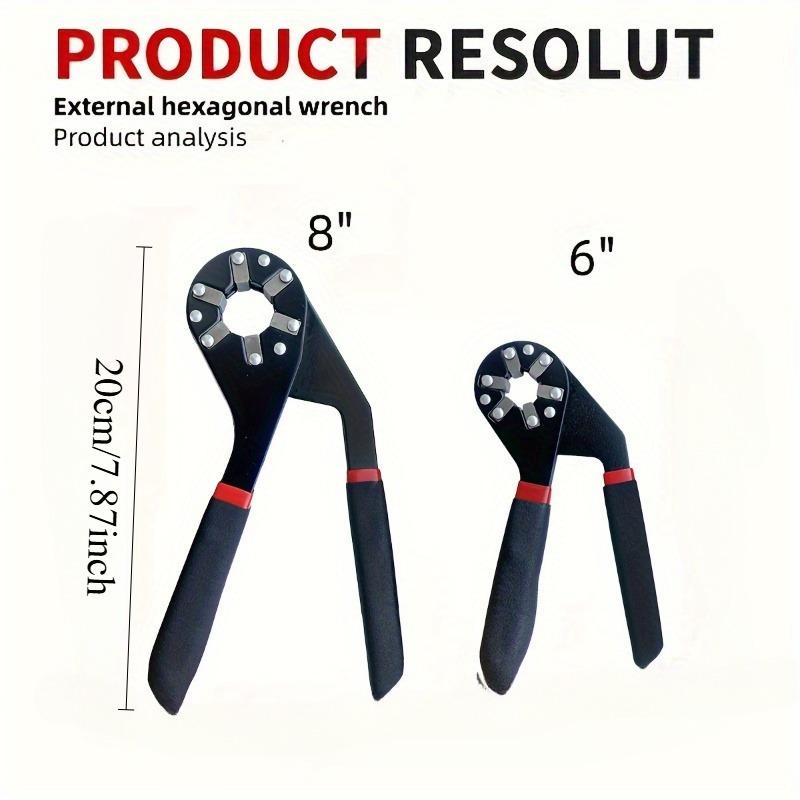 6"/ 8" External Hex Wrench, Torque Adjustable Wrench, Opening Repair Removal Tool, Magic Wrench, Heavy Duty Wrench, Household Repair Tools For Electrician, Mechanic, Motorcycle, Bicycle