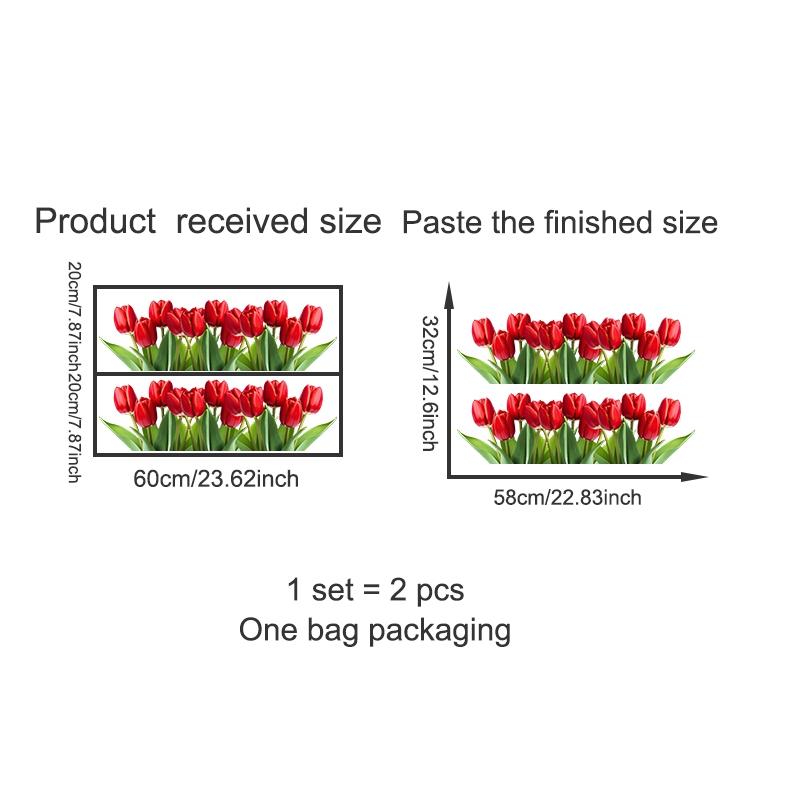 Vibrant Tulip Window Sticker, Colorful Garden Floral Clings, Easy-To-Apply PVC Art Design, Home & Bedroom Decor, Spring Summer Style