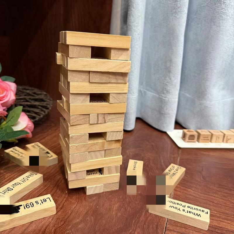 Colorful Block Tower Jenga Game for Couples, Perfect Valentine's Day Gift, Fun Date Night Activity, Ideal for Romantic Occasions, Blocks Tower Game