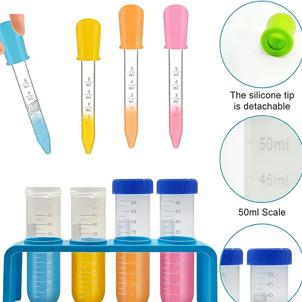Laboratory Classroom Experiment Kit, 4 Measuring Cups, 4 Syringes, 4 Pipettes, 4 Test Tubes, 1 Test Tube Rack, First Choice Lab Tools