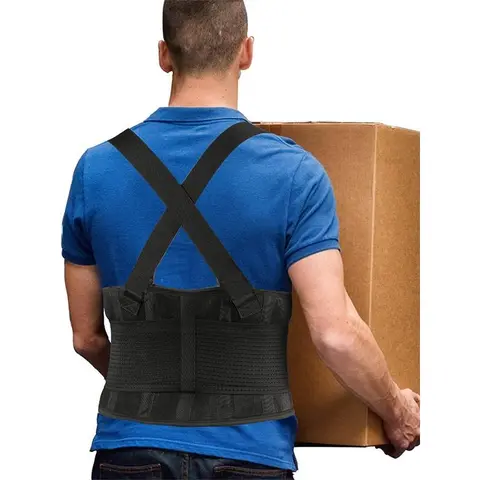 Men Waist Trainer Belt for Work Safety Protector Waist Cincher with Adjustable Shoulder Straps Breathable Waist Girdles with Hook and Loop Fastener Workwear Workday