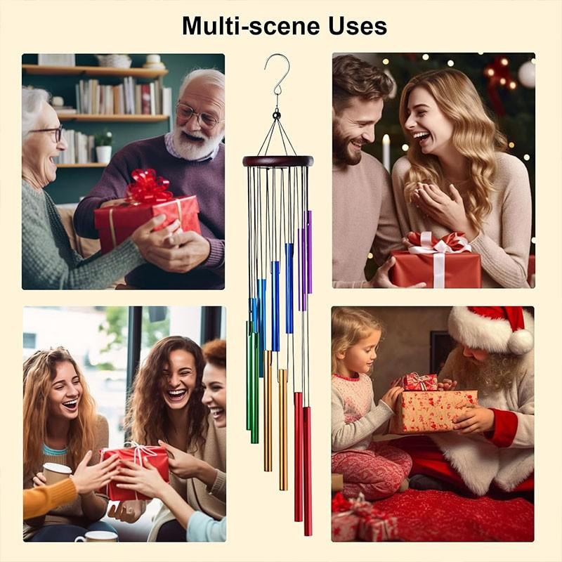 Outdoor Courtyard 12-Tube Colorful Hotel Wind Chime, Garden Balcony Decor, Healing Sound Wind Chime, Meditation Sleep Aid, Home Decoration Gift, Nordic Style, Perfect Holiday Birthday Gift