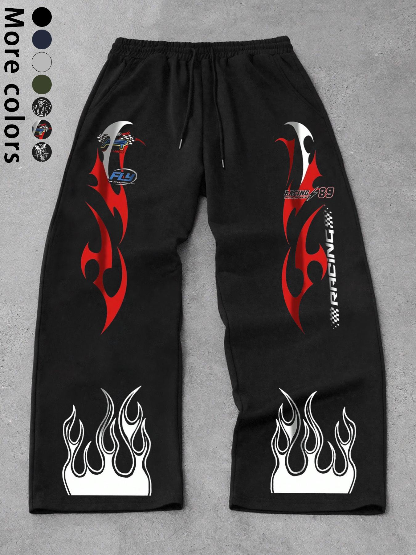 Men's Y2K Street Style Straight Leg Pants, Loose Waistband Joggers