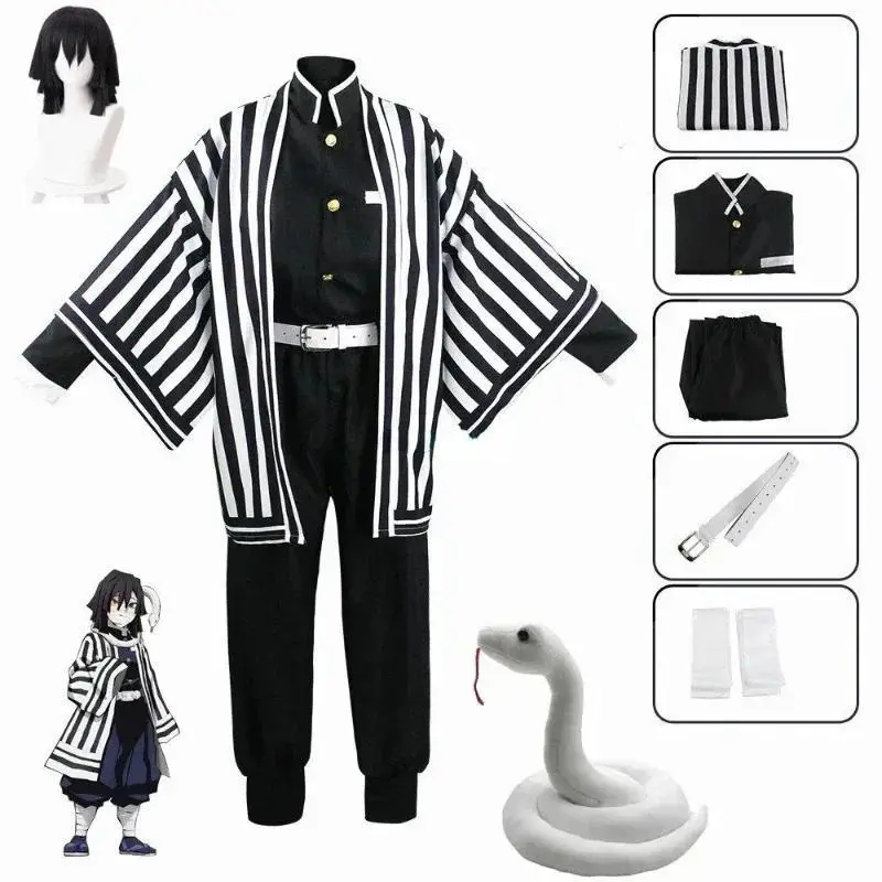 Anime Iguro Obanai Kimono Uniform Anime Pruik Cosplay Kostuum Halloween Feest