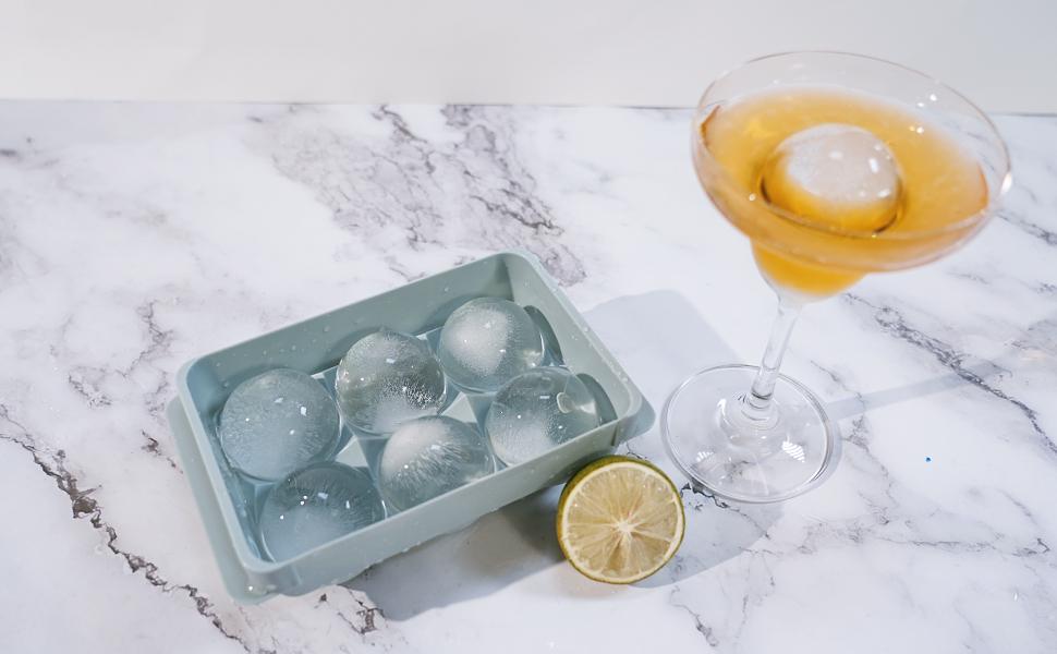 WIBIMEN Round Ice Cube Trays (1.9") | 2-Pack, Easy-Fill & Release | With Ice Box & Tongs | Great for Cocktails
