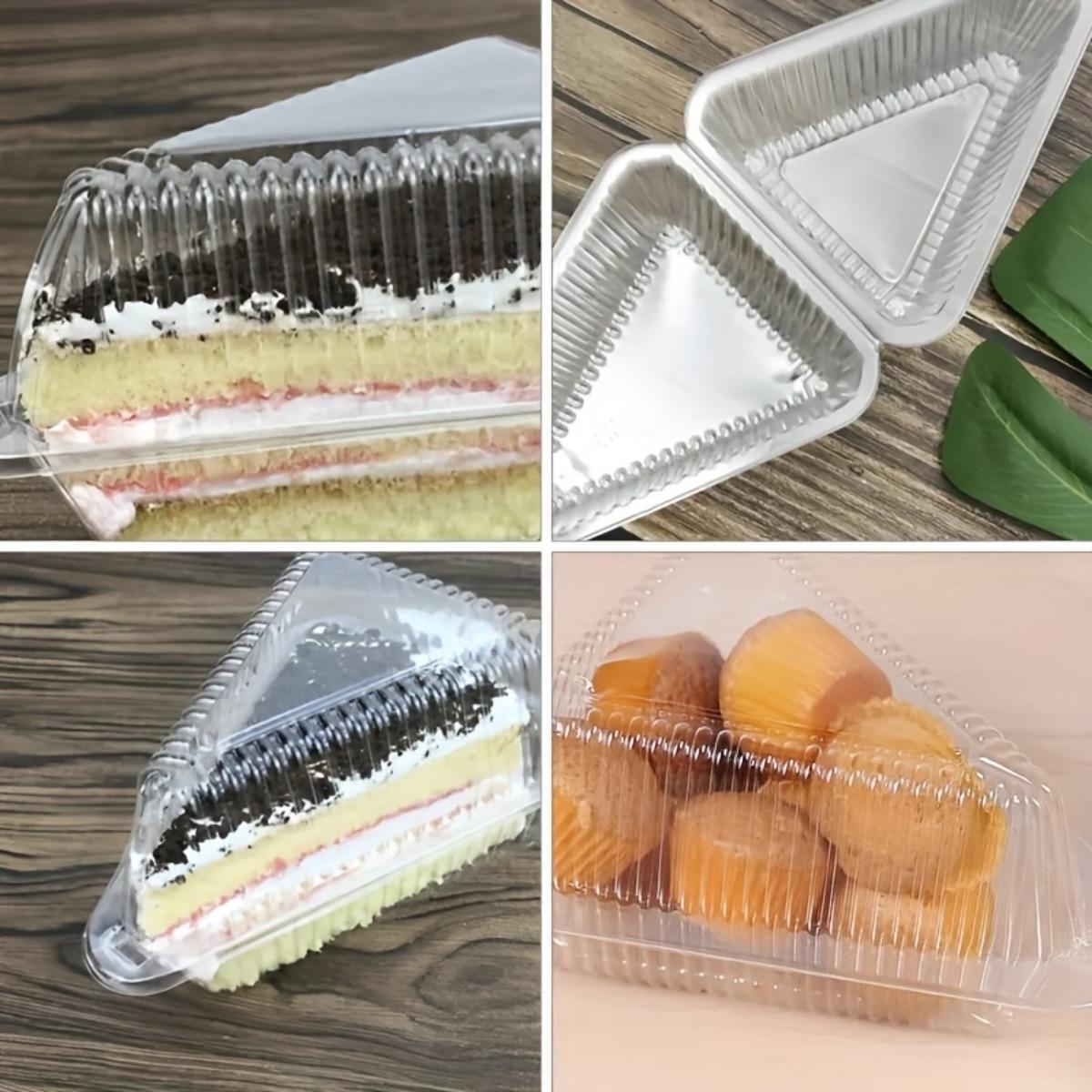 100pcs Transparent Triangle Dessert Packaging Boxes, Disposable Plastic Cake Containers for Sandwiches, Mousse, Crepe Cakes, Pastries and Sweets, Perfect for Bakery Takeout, Afternoon Tea Treats and Dessert Display