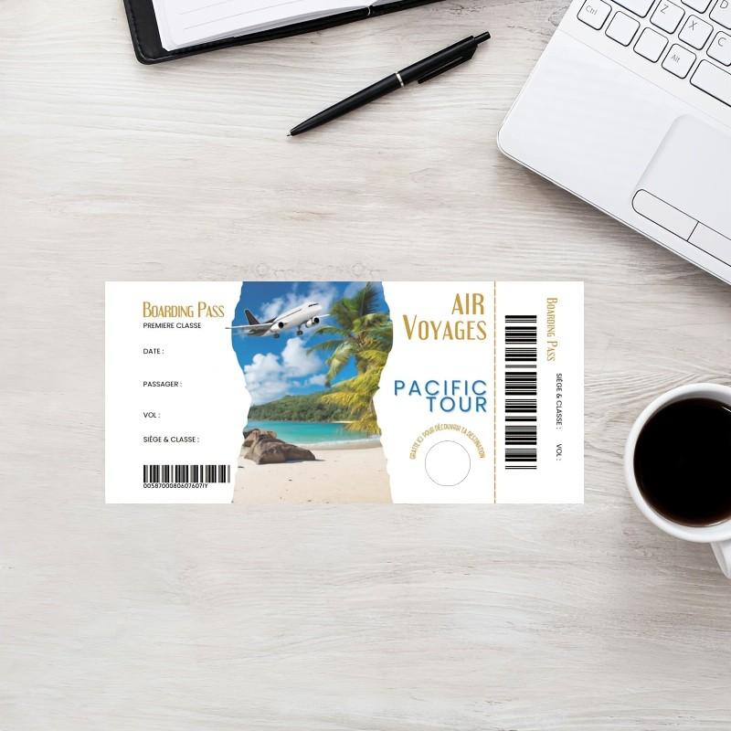 5 French Travel Reveal Scratch Cards, Pacific Journey Gift Card, Creative Grandparent Pregnancy Announcement, Tropical Vacation Ticket, Unique Surprise Gift