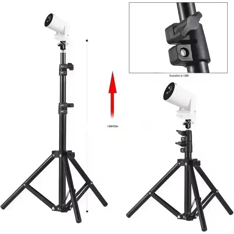 HY 300 Pro Adjustable Projector Floor Tripod Stand, 1.6m Extendable Foldable Mount, 1-Second Setup, Load-Bearing 1.5kg, 1/4(6mm) Universal Nut Audio & Video Accessory for Ring Lights, Cameras, Home Theater