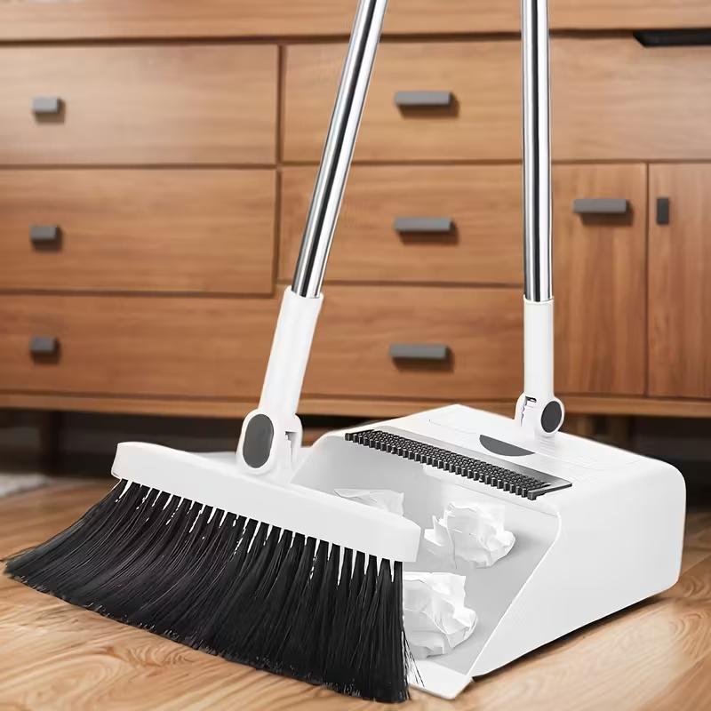 3in 1 Broom and Dustpan Set: Set - Efficient Broom and Dustpan Set and Floor Brush Heavy-duty Long-handled Broom for Indoor and Outdoor Cleaning